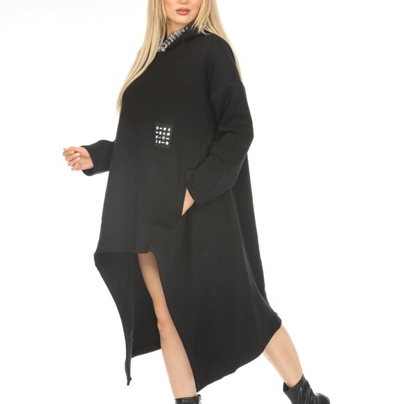 Black Asymmetrical Classy Pockets Dress - Picture 5 of 7